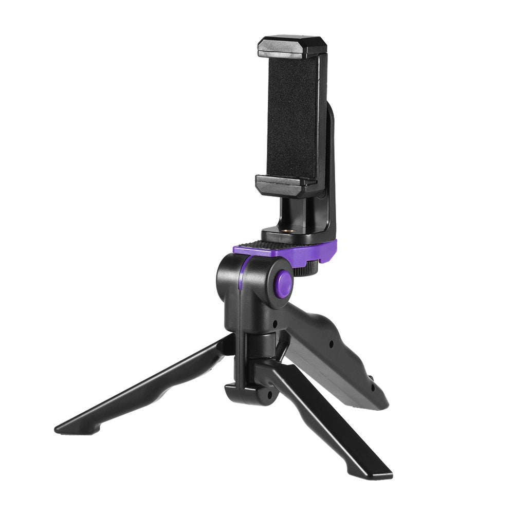 Universal Mini Phone Tripod Stand Handheld Grip Stabilizer with Adjustable Smartphone Clip Holder