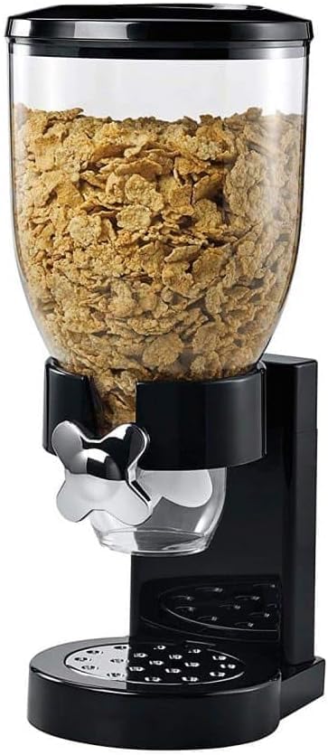 Cereal Dispenser Classic Dry Food Canister, Dry Food Dispenser Control Storage Container, Great for Cornflakes, Candy, Nuts, Beans, Granola - Kitchen Storage Dispenser, (Black, single)