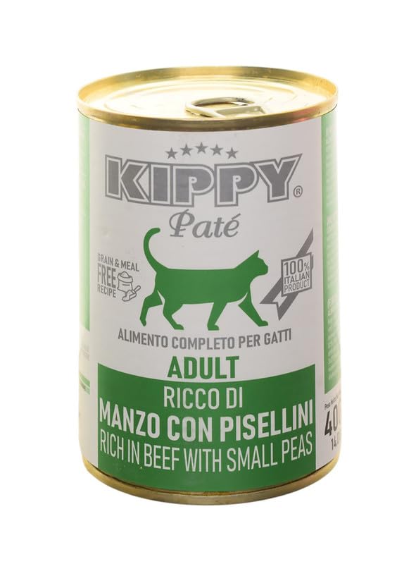 Kippy Pate with Beef and Small Peas for Cats, 400 G - Green