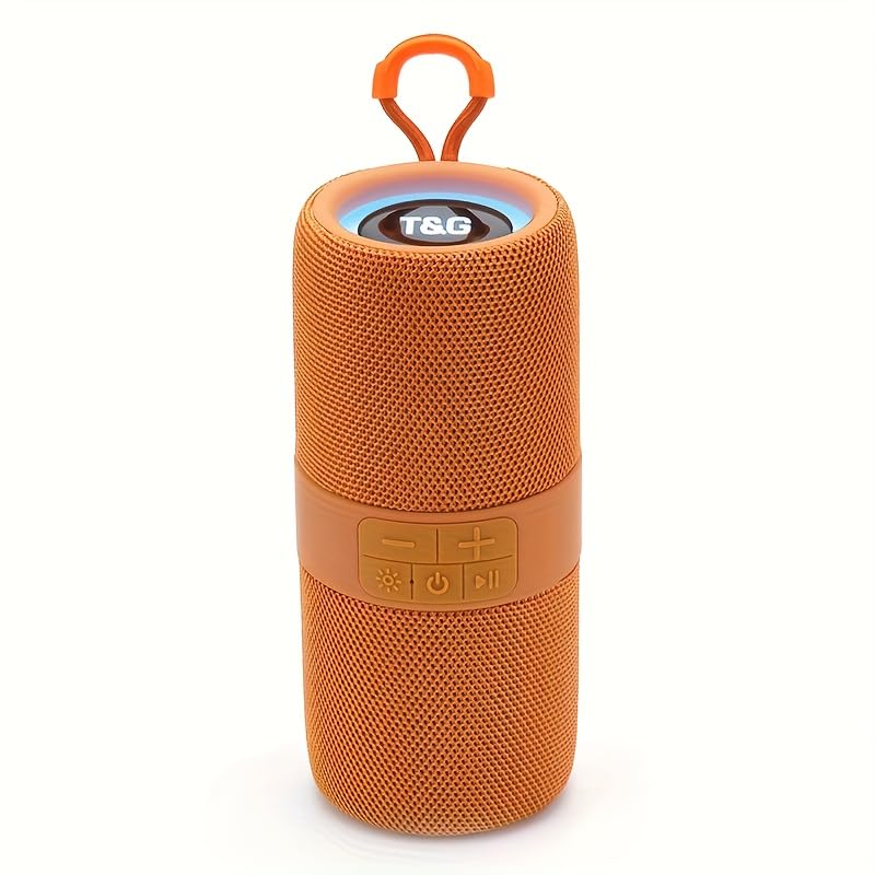 TG671 Portable Bluetooth 5.3 Speaker – 3D Stereo Super Bass, RGB LED Light, FM/USB/TF/AUX, TWS Wireless Subwoofer (Orange)