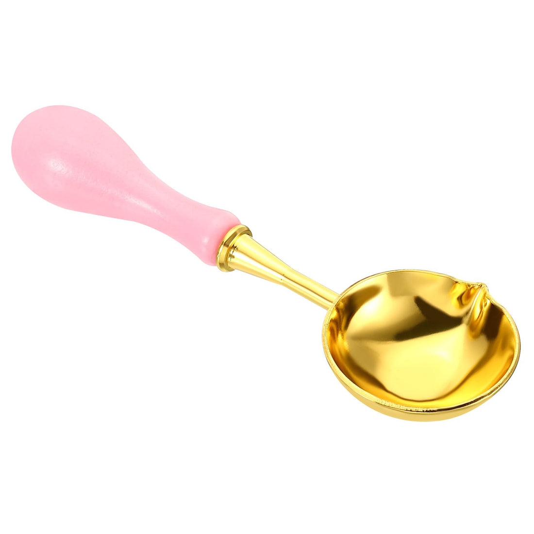 PATIKIL 4" Wax Seal Spoon, Pink Wood & Metal, For Wax Sealing, Envelopes & Crafts