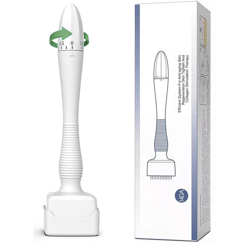 Adjustable Microneedling Derma Stamp, Derma Roller Alternative, Reusable Microneedle pen with Needle Cover, Skin Care Tools for Face Body, Hair Beard Growth