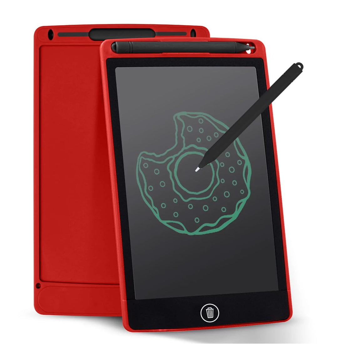 LCD Writing Tablet for Kids & Adults, Eye Protection, Eco-Friendly with Erase Button, High Brightness Screen, Paperless, 12-Inch (Red)