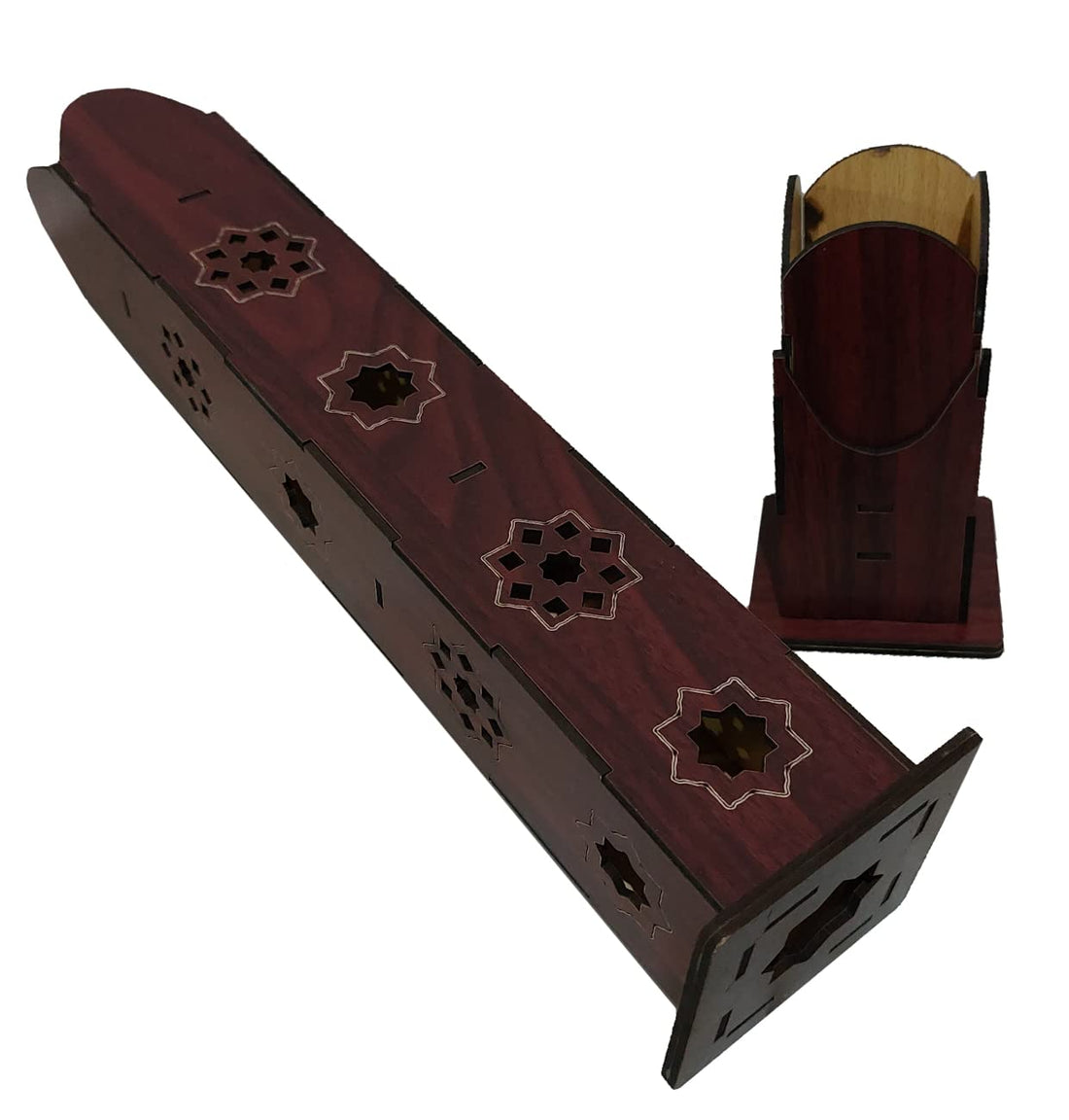 Wooden Column Incense Burner - Elegant Design - Suitable for Long Incense Sticks - Brown