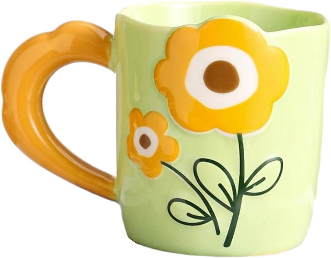 Next Store Elegant Flower Design Porcelain Mug — Perfect for Serving Coffee, Tea, and Hot Drinks in a Sophisticated Way (Green)