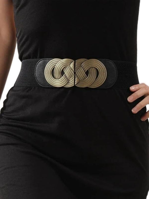 Symmetrical Buckle Wide Belt Black