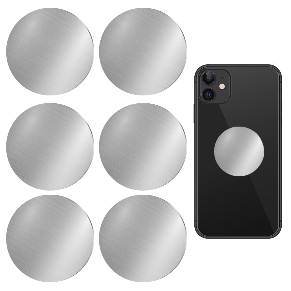 Magnetic Phone Mount Plates - 6 Pieces Metal Plate for Phone Holder, Car Magnet, Strong Self-Adhesive, Compatible with All Magnetic Phone Mounts
