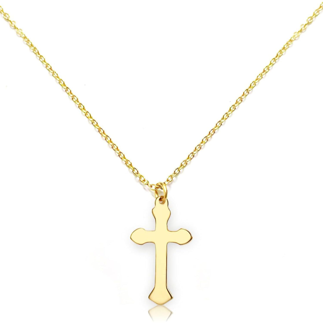 Julia Store 18K Gold Plated Stainless Steel Dainty Cross Necklace Catholic Orthodox Trendy Faith Pendant Necklace Minimalist Handmade Crucifix Chain Necklace Gift