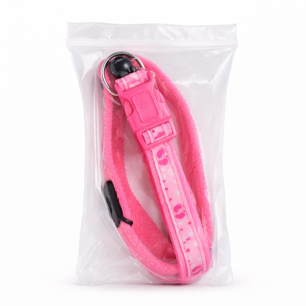 Dog Tag Holder Lightweight Waterproof Collar Accessory for Dogs and Puppies (Pink)