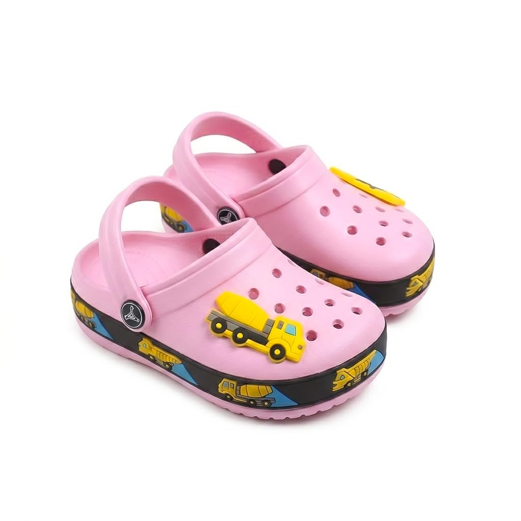 Kids Truck Clogs with Back Strap, Lightweight Comfortable Slip-On Sandals for Boys & Girls