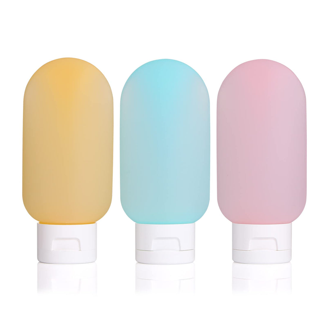 LIYUABU 3 Pcs Travel Bottles,60ml Refillable Empty Squeeze Plastic Travel Size Bottles Containers Kit for Toiletries,Shampoo and Conditioner