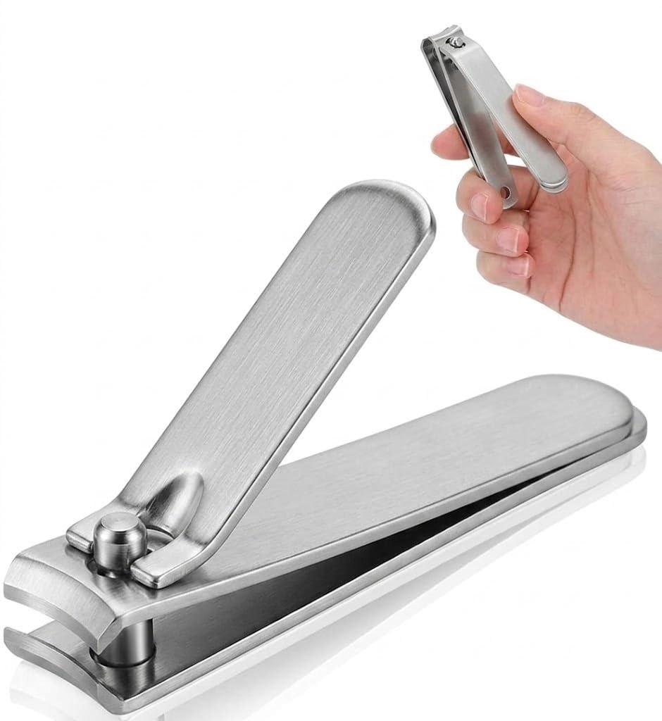 Nail Clippers LARGE,Sturdy Stainless Steel Toenail and Fingernail Clipper Cutters with Sharp Curved Blades,Nail Clippers -1pc-silver color