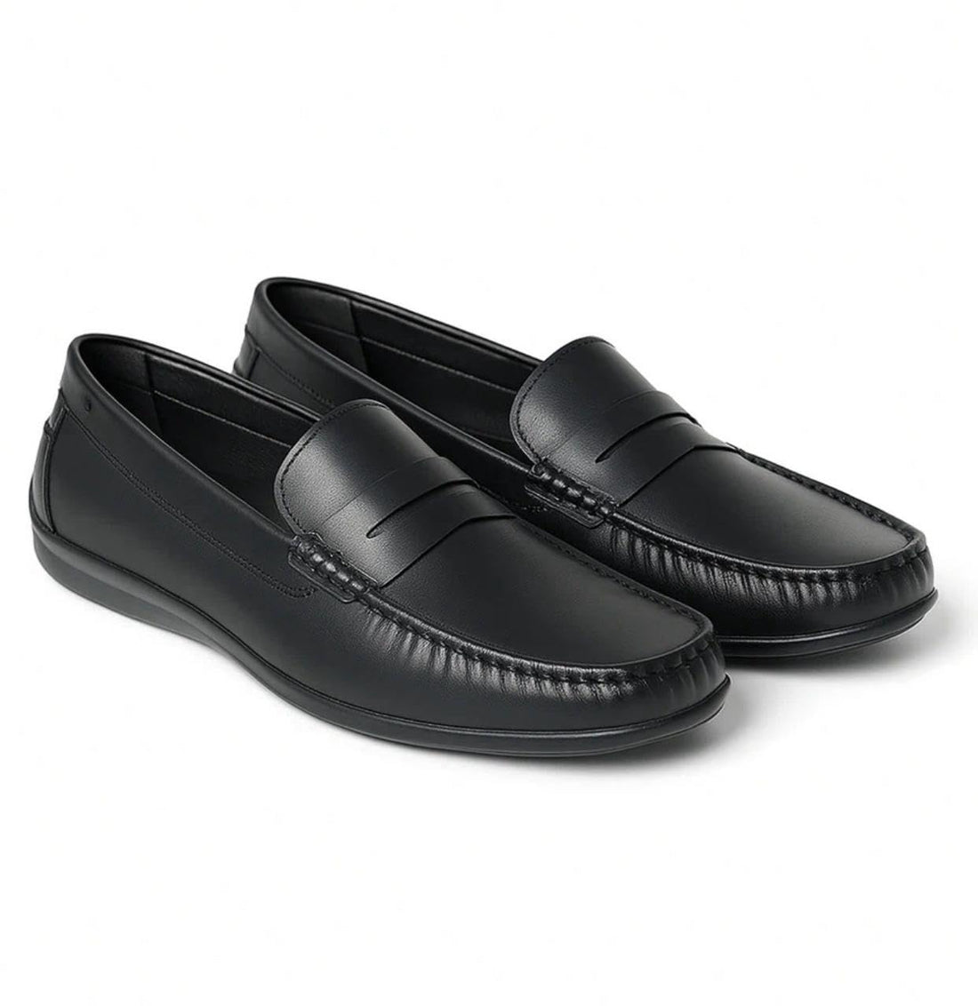Men's Leather Classic Casual Slip On Lightweight Leather Shoes - Medical Leather Shoes - Elegant and Comfortable Formal Shoes - Black Shoes