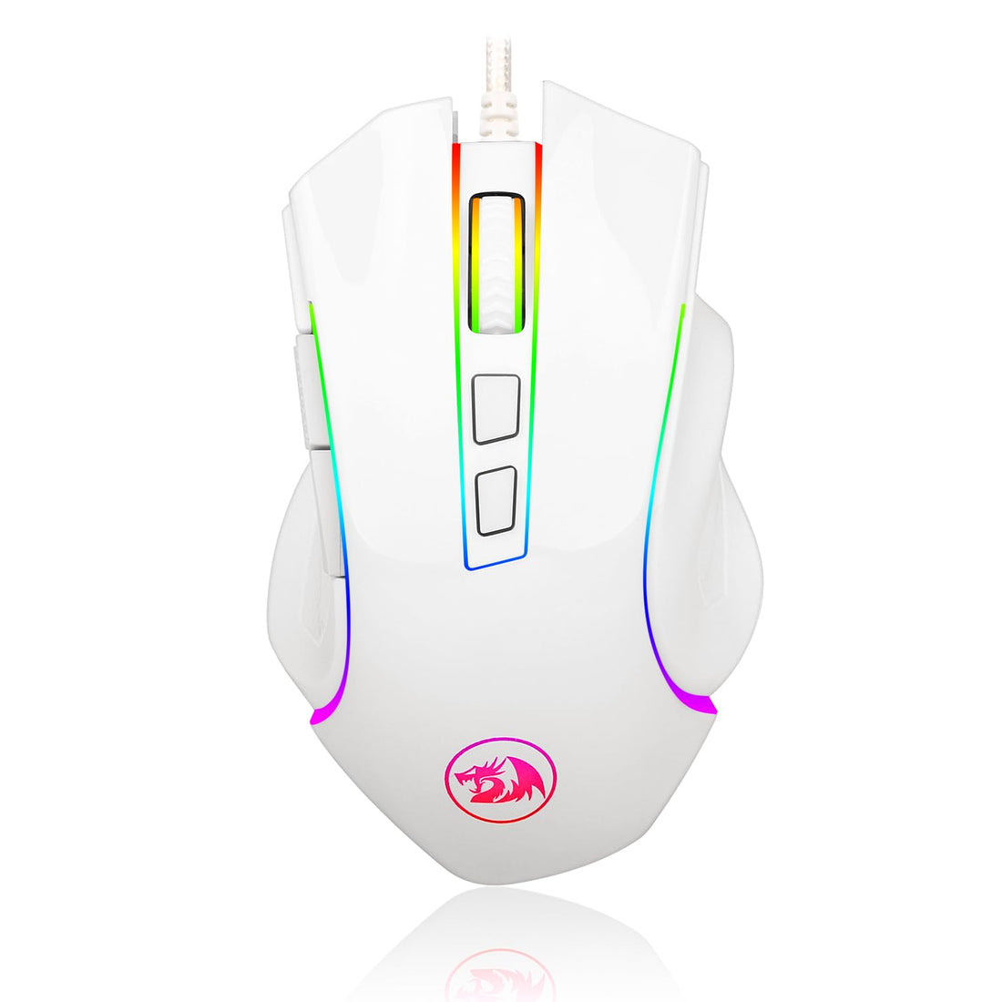 Redragon M607 GRIFFIN RGB Gaming Mouse - Optical Sensor 7,200 DPI - 7 Programmable Buttons - Software Support (White)