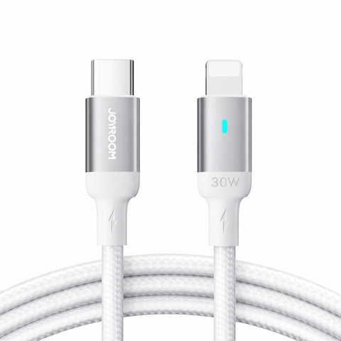 Joyroom S-A10 USB-C to Lightning Cable, 30W Fast Charging & Data Transfer Cable for iPhone & iPad, 1.2 Meter Durable Charger Cable, White