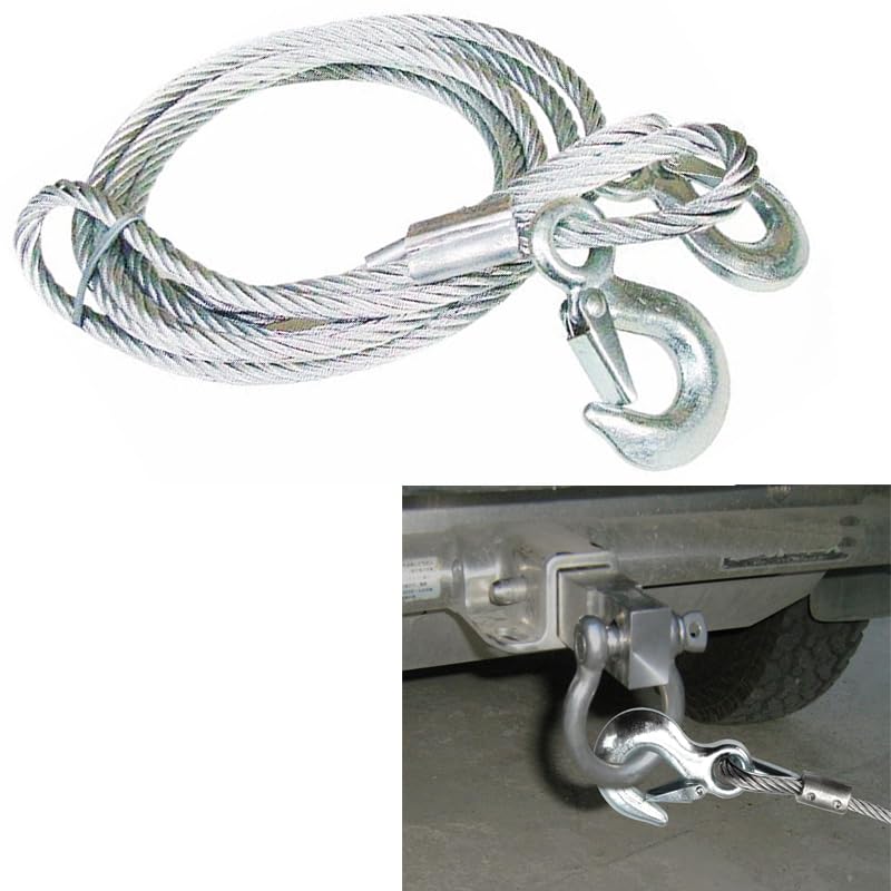 Wire Rope Car Tow Rope Strong and Durable, Wire Wire High Strength Steel Hook for Emergency Car Towing (10 ML, 3.5 Meters, Bearing 5 Ton) - by KaberTrade
