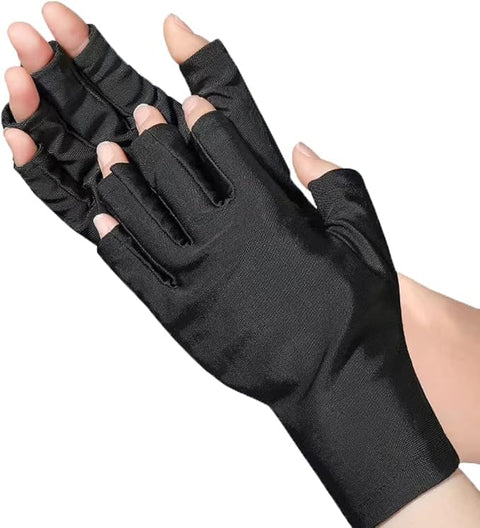 UV Shield Gloves, Anti UV Fingerless -Gel Manicure - Protect Hands from Nail Polish Dryer-1 PAIR-black- color