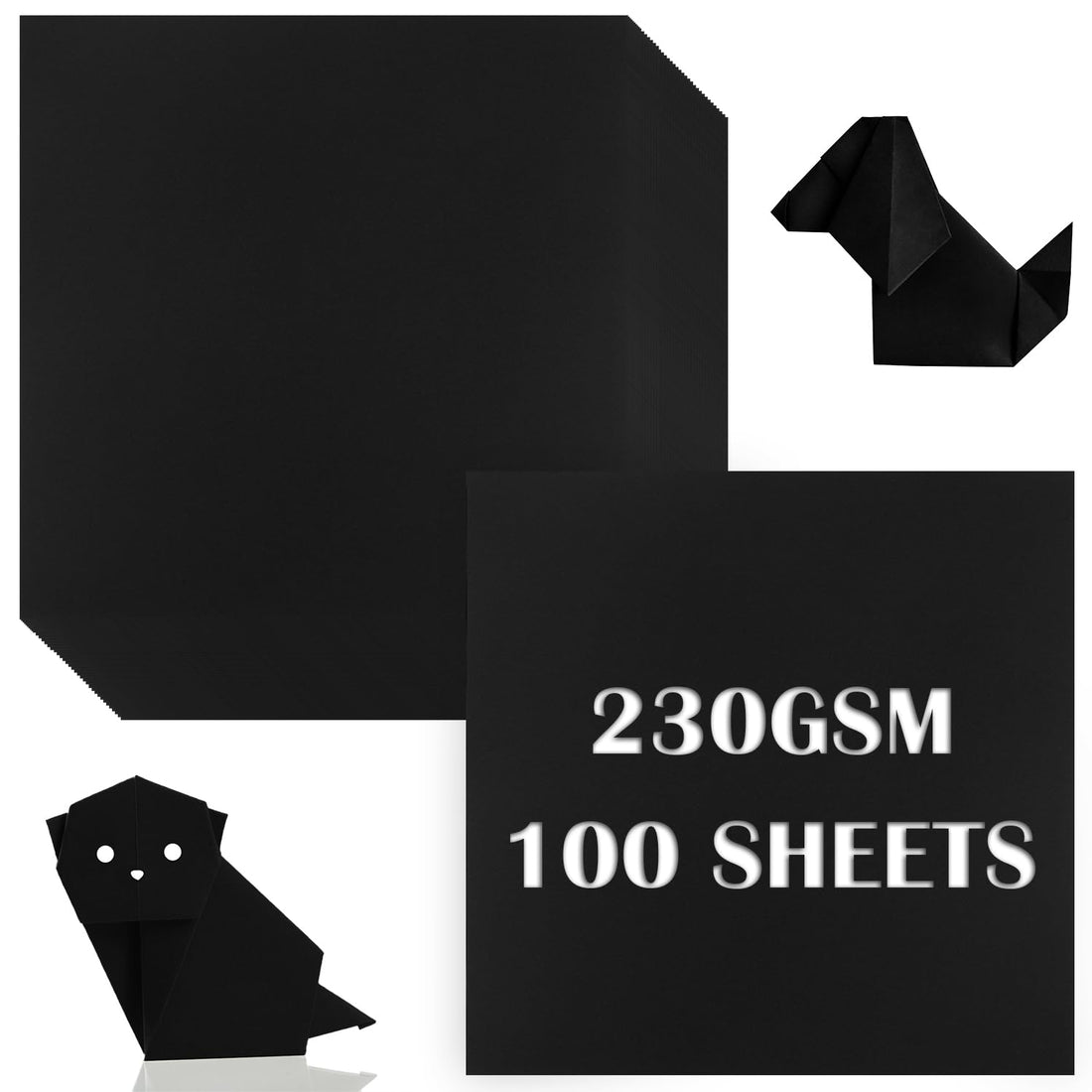 Cardstock Scrapbook Paper, 100 Pack 230gsm Heavyweight Craft Paper for Card Making & Cricut, 11.4 x 11.4 Inch Thick Creative Paper for Scrapbooking & Paper Crafting (Black)