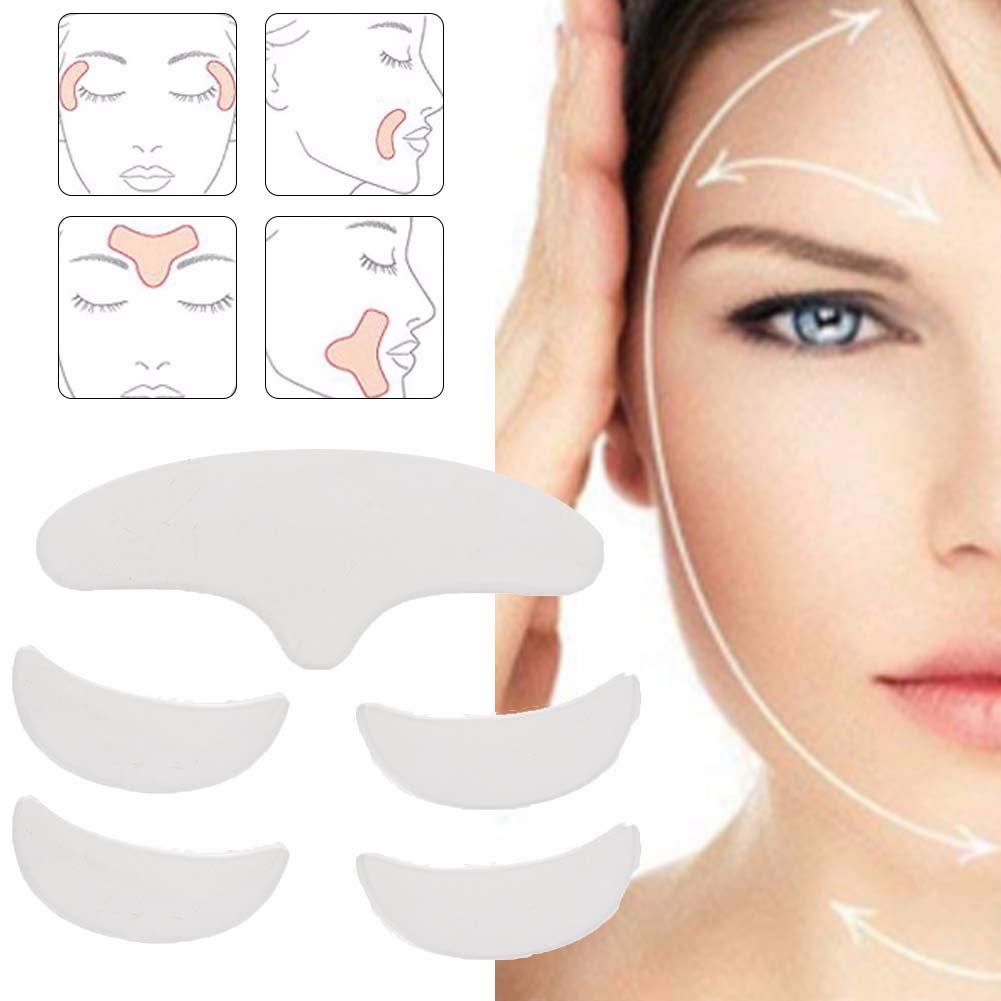 5Pcs Anti Wrinkle Silicone Patch, Reusable Smoothing Reducing Wrinkle Forehead Eye Chin Face Anti Aging Patch,for Skin Lifting Treatment Prevention Wrinkles