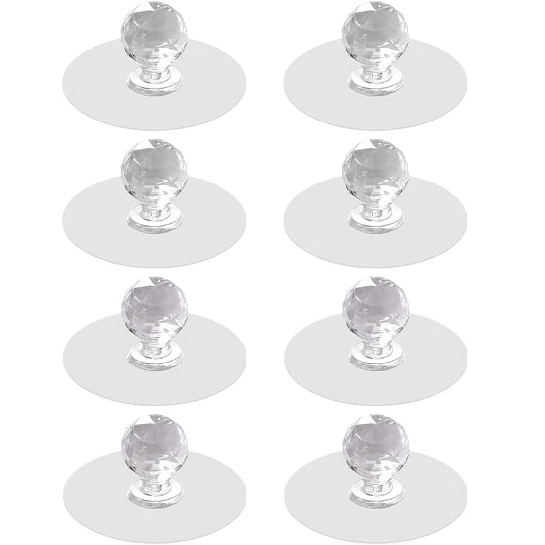 NALACAL Cabinet Drawer Knobs, Clear Diamond Crystal Shaped Pulls Handles for Wardrobe, Kitchen Cupboard, Bathroom Dresser, Furniture Door Window, Self-Adhesive Drill Free Push Pull Helper (8 pcs)