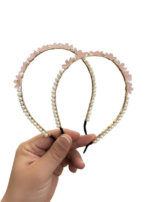 Elegant hairband - A simple yet elegant hair tie adorned with pearls, designed for brides, formal occasions, and everyday elegance with light comfort. (Model No.1/2 PCS)