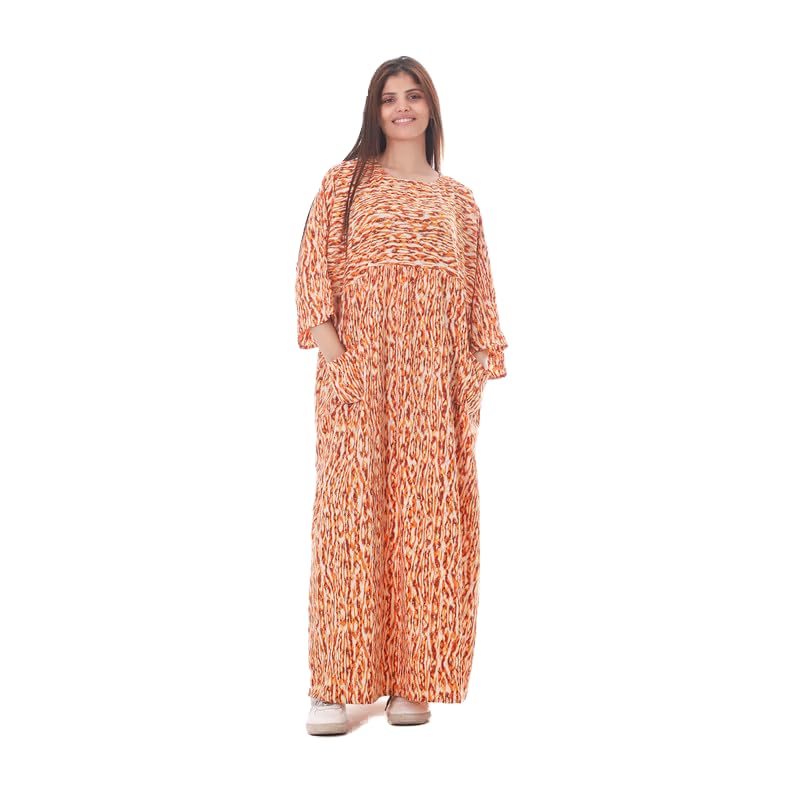 BEBO Women's Long Sleeve Printed Long Dress