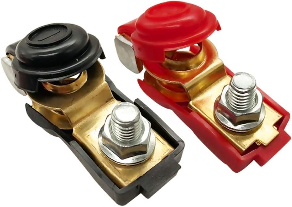 KaberMisr 2020 Pair Red Black Positive and Negative Car Battery Connector Cable Adjustable Clamps for Diesel Cars Trucks Buses Modern Battery Pack of 2