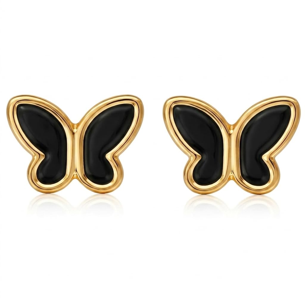 Stainless Steel Butterfly Earrings for Women and Girls 18K Gold Plated - Stylish and Trendy Earrings for Everyday Use and All Occasions Unique Jewelry Gift