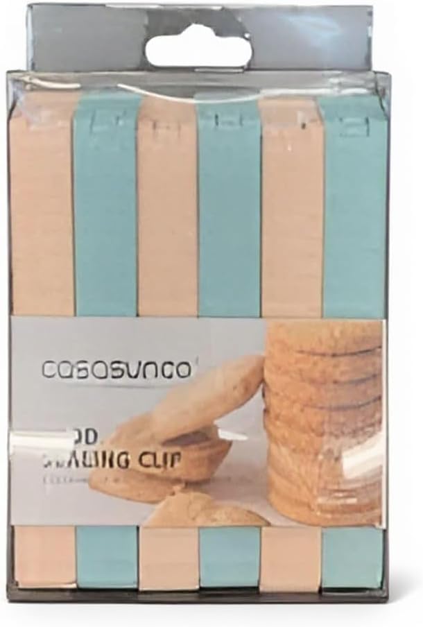 6-Piece Food Sealing Clips, Practical Bag Clip, Tight Seal to Keep Food Fresh, 15L x 10W centimeters, Green & Beige.