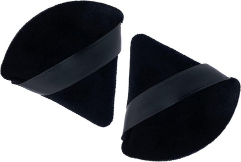 Two Pieces Triangle Powder Puff for Concealer and Loose Powder Face Cosmetic Washable Reusable Soft Plush Foundation Sponge Wet Dry Makeup Tool (2, Black)