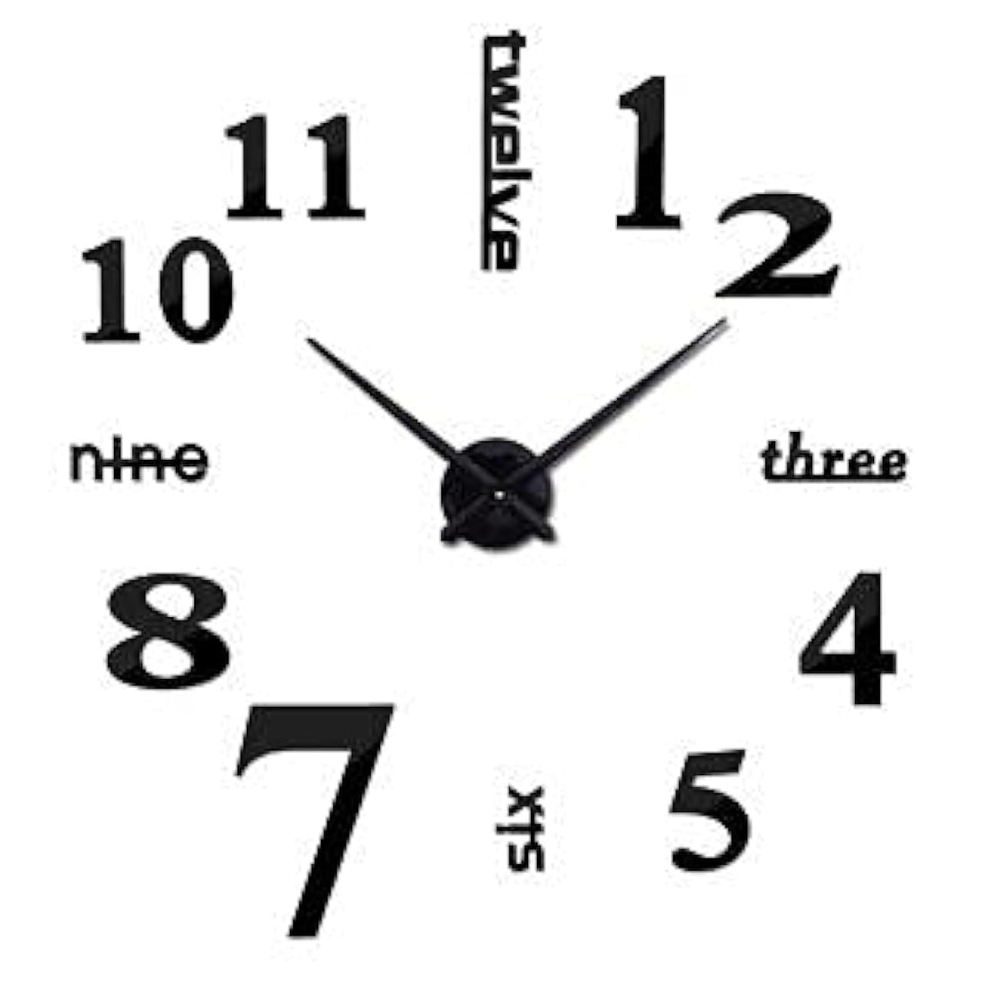 3D Wall Clock - Black - DIY
