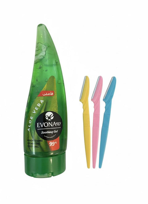Women's Razor Blades for Face and Eyebrows - 3 Colored Blades with Aloe Vera Gel in Clear or Green - Easy Shaving