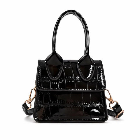 Glitter Crocodile Pattern Mini Crossbody Bag for Girls, Detachable Shoulder Strap Clutch Bag
