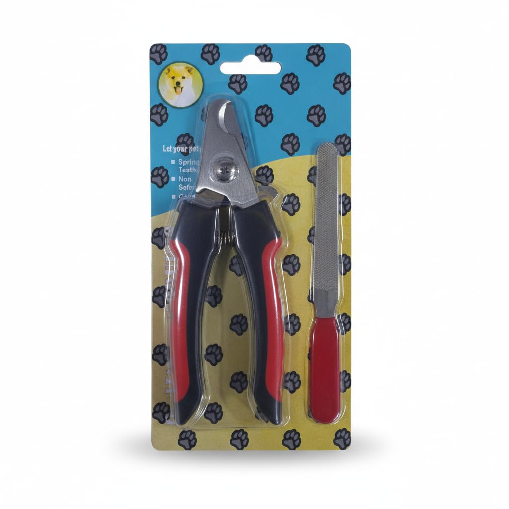 Alloy Nail Claw Cutter Pet Grooming Scissor Tool with File (Red & Black)