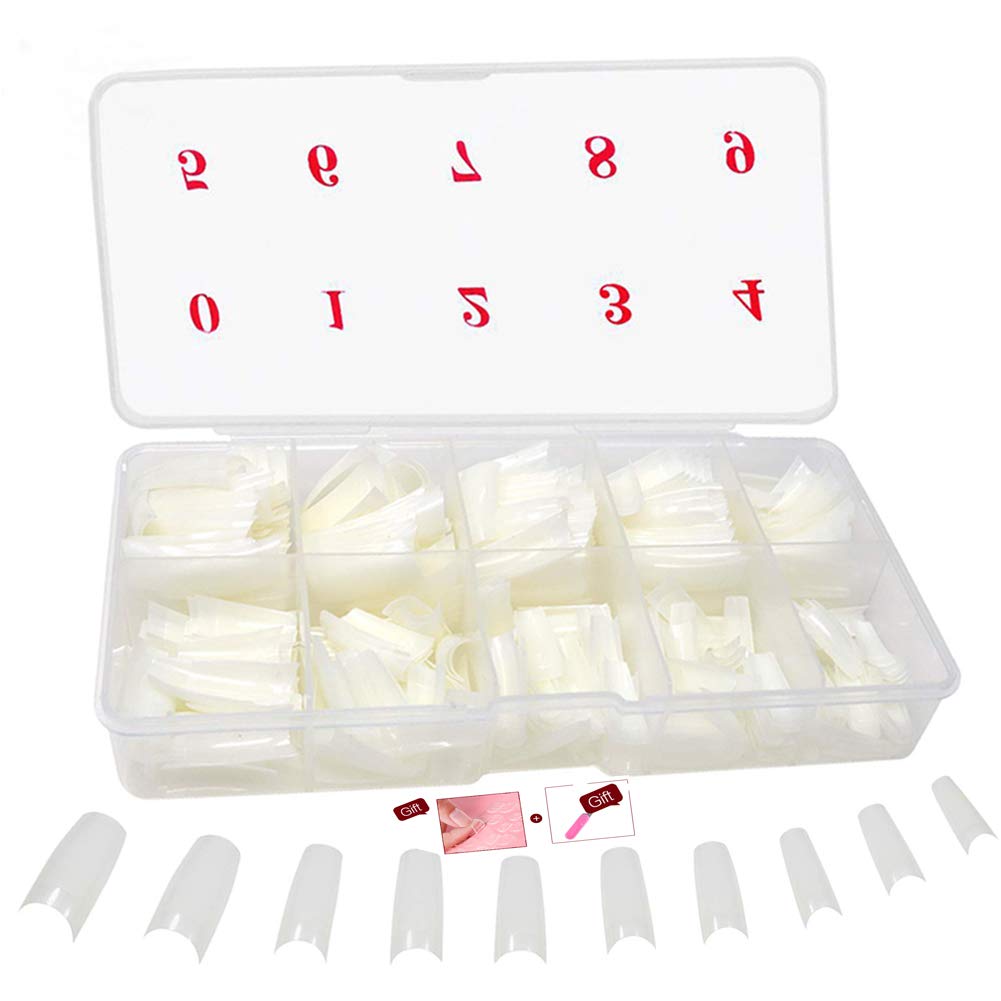 AMZandiniu_ksa False Nails Tip French Style Fakes Acrylic Half Nail Tips Suitable For Salons And DIY Art At Home(500 Pieces,10 Sizes 1 Box)
