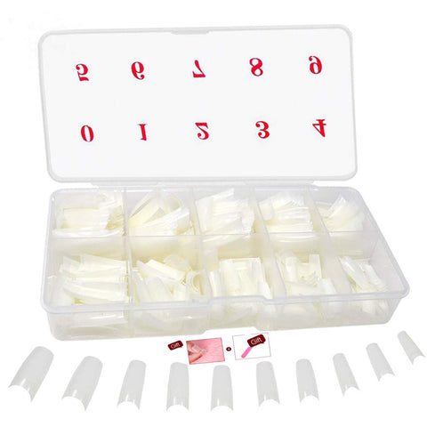 AMZandiniu_ksa False Nails Tip French Style Fakes Acrylic Half Nail Tips Suitable For Salons And DIY Art At Home(500 Pieces,10 Sizes 1 Box)