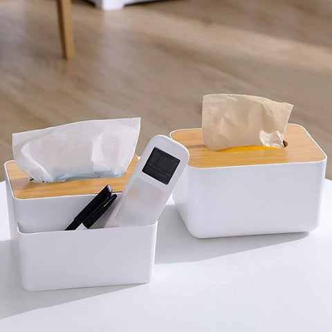 "Tissue Box with Handy Organizer - Set Your Desk in Style and Style with This Unique Wooden Box!" - Generic