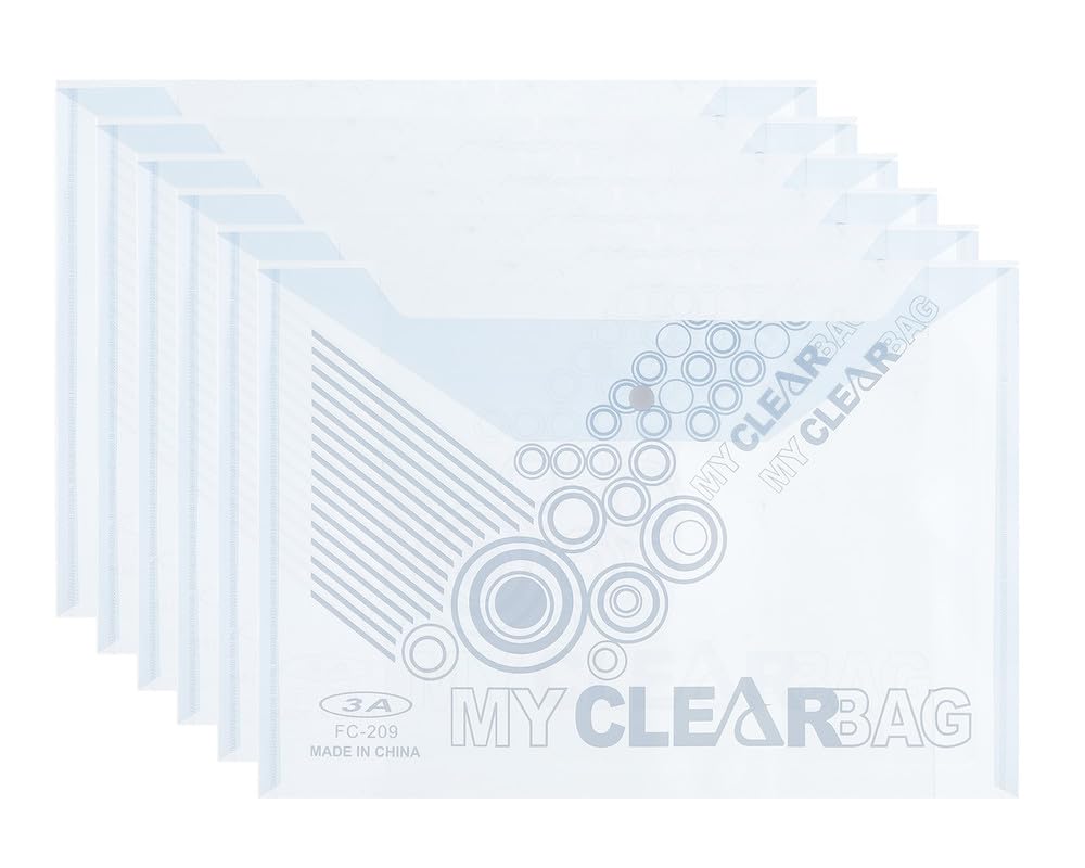 3A FC209-14 Plastic Paper Binder 14 Micron 24 * 35 cm With Clips 6 Pieces - Blue