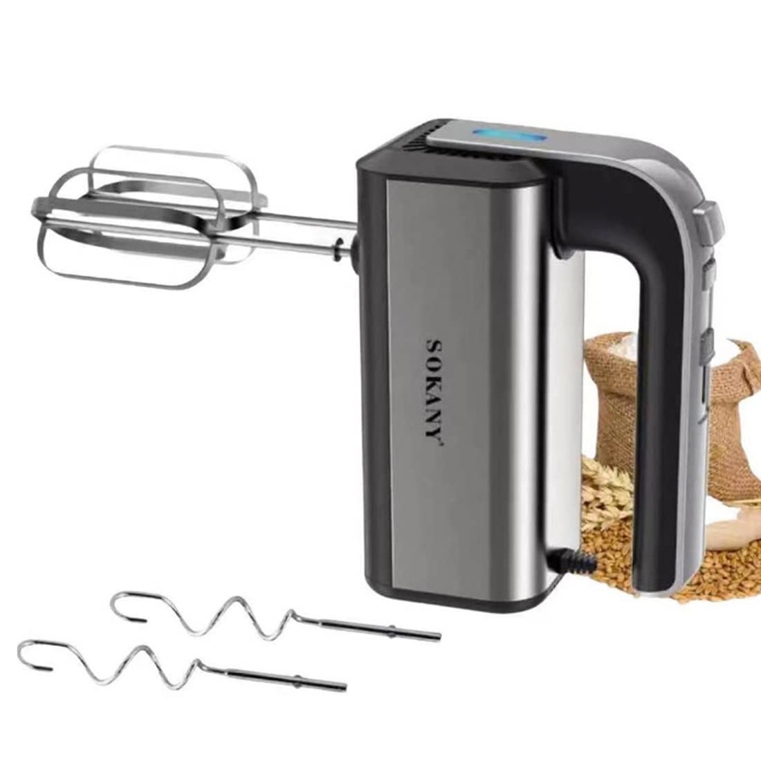 SOKANY CX-6651 5 Speed 800W Pastry Mixer with Exit Button, 2 Rods and 2 Stainless Steel Dough Hooks (CX-6651)