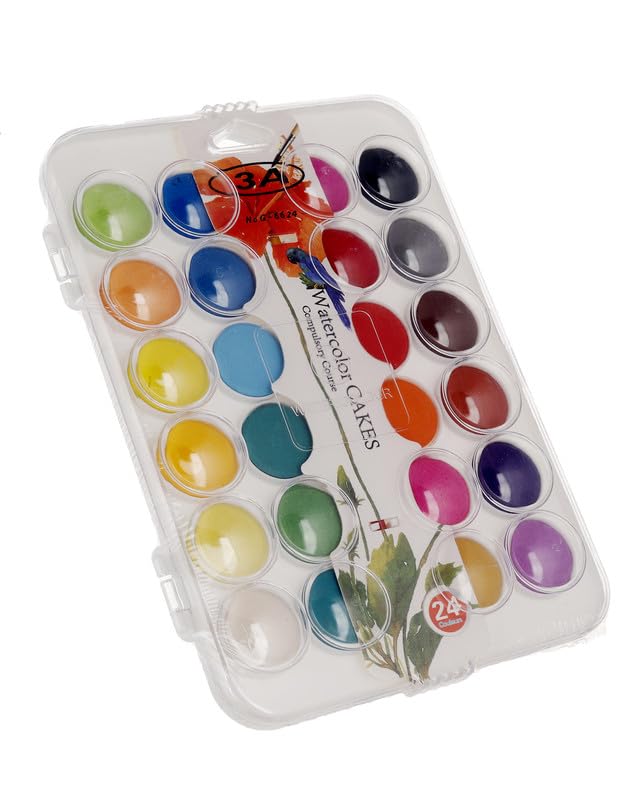 3A G-6624 Watercolor Paint Set Of 24 Colors With Brush - Multi Color