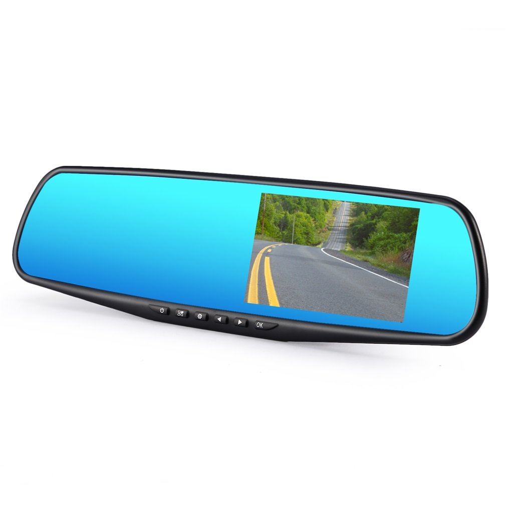Dual Lens Dash Cam, Mirror Camera Car Dashboard, 4.3 Inch LCD Dual Lens DVR Video Recorder TFT Rearview Monitor Screen G-Sensor Waterproof for Car Backup Camera HD 1080P