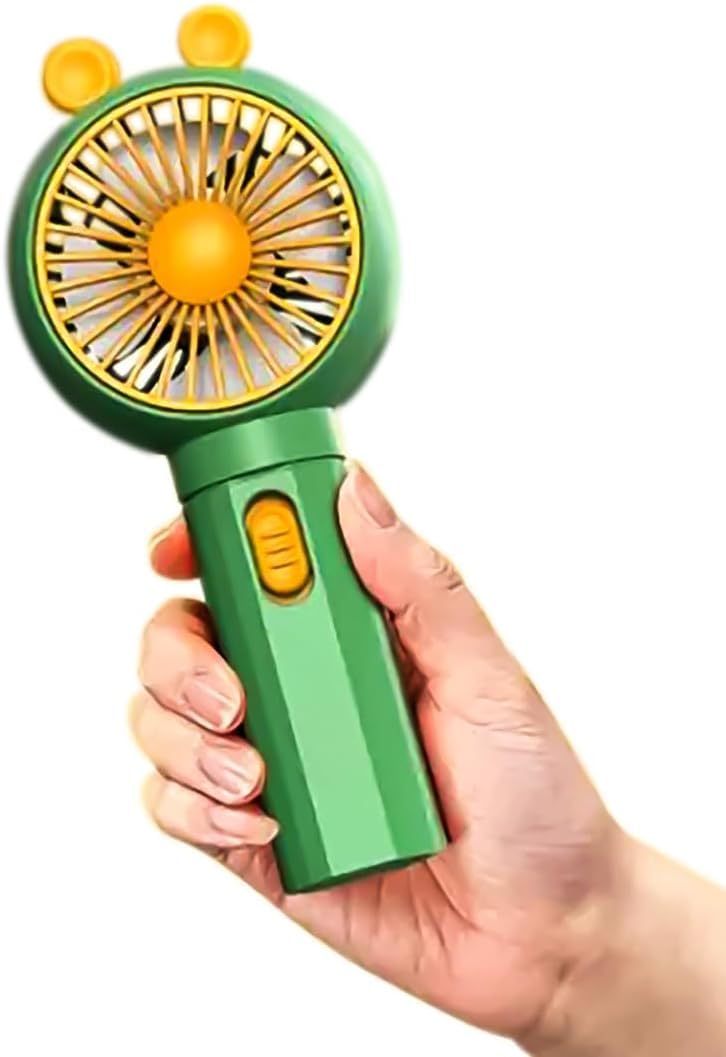 Portable USB Fan Handheld Mini Fan With Phone Stand Rechargeable Quiet Personal Desk Fan For Office Travel Home Outdoor Compact Cooling 0.6W Power 1 Speed Mode, HK59-1B (Green)