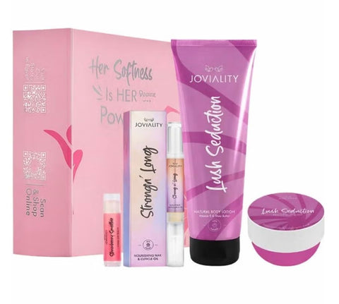 Glow Kit - Lush Seduction - Body Lotion + Nail Oil + Body Butter + Lip Balm Strawberry Smoothie - Mother's day Gift