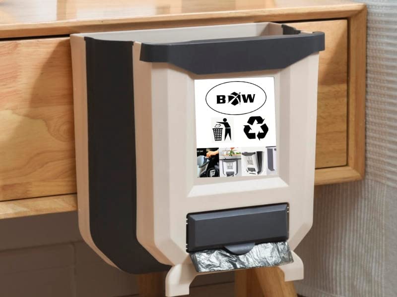 ABS Plastic Hanging/Wall Mounted Trash Can for Kitchen Cabinet Door/Car/Bathroom/Office/Bedroom, Folding Garbage Bin, Collapsable Waste bin