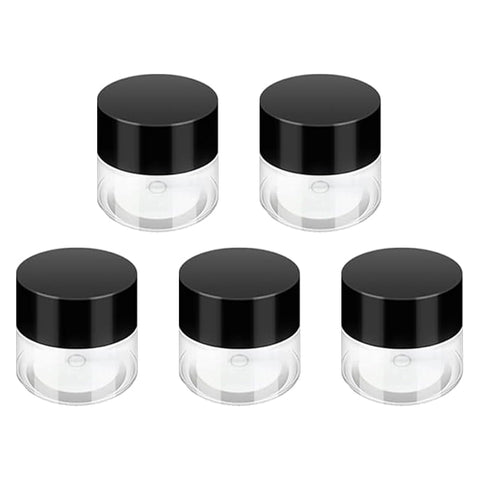 20ml Empty Cream Jar Travel Containers Packaging Round Shape Clear Plastic Sample Bottle 5 Pieces with Black Screw Caps