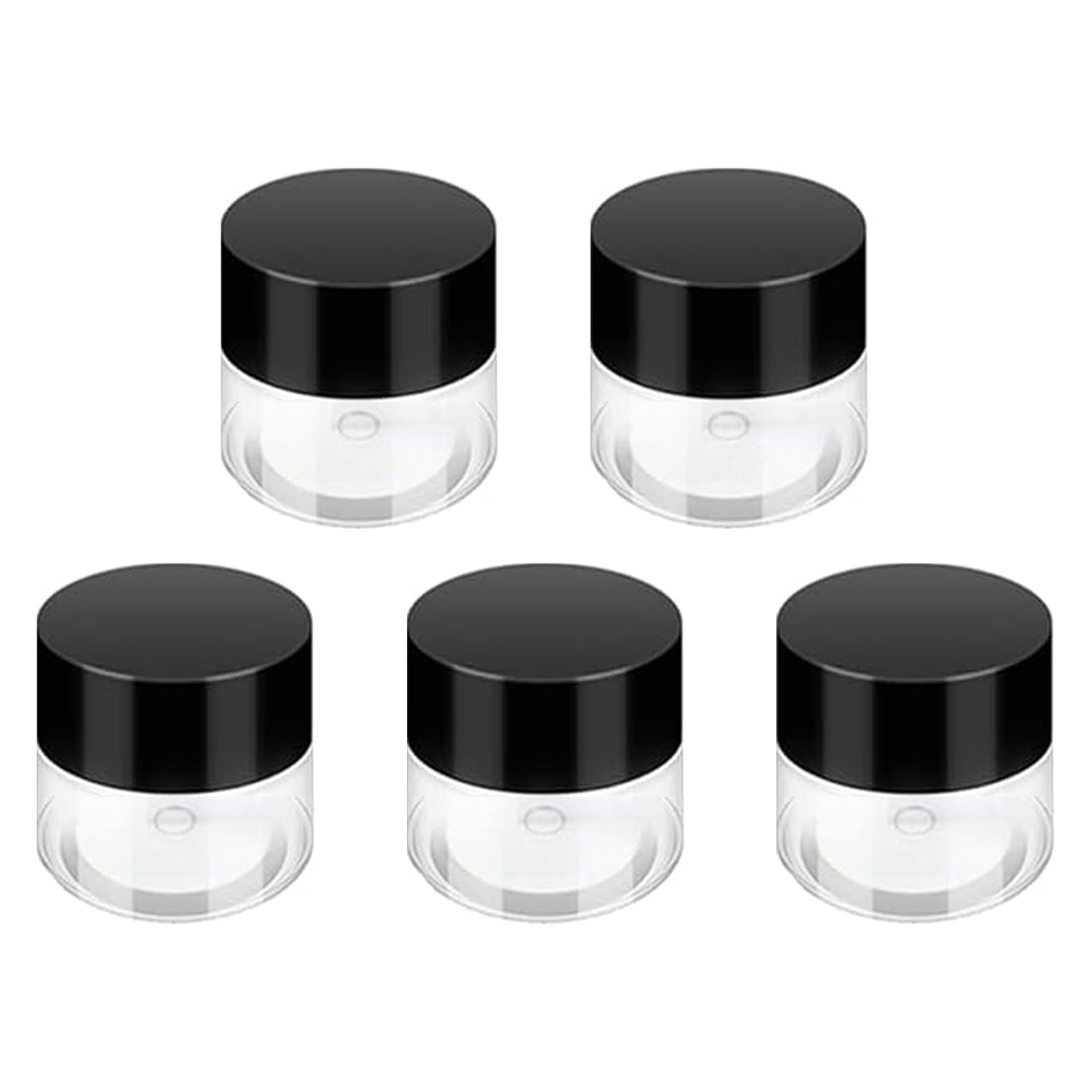 20ml Empty Cream Jar Travel Containers Packaging Round Shape Clear Plastic Sample Bottle 5 Pieces with Black Screw Caps