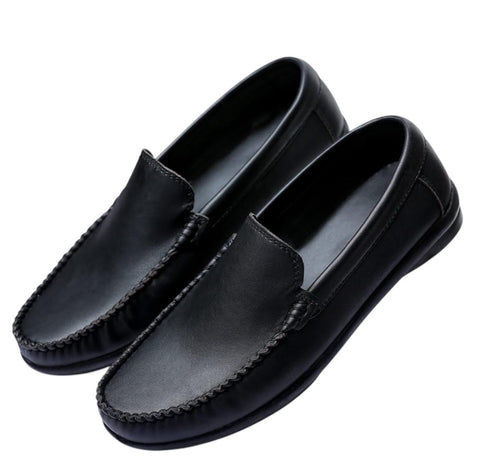 Men's Leather Classic Casual Slip On Lightweight Leather Shoes - Medical Leather Shoes - Elegant and Comfortable Formal Shoes - Black Shoes