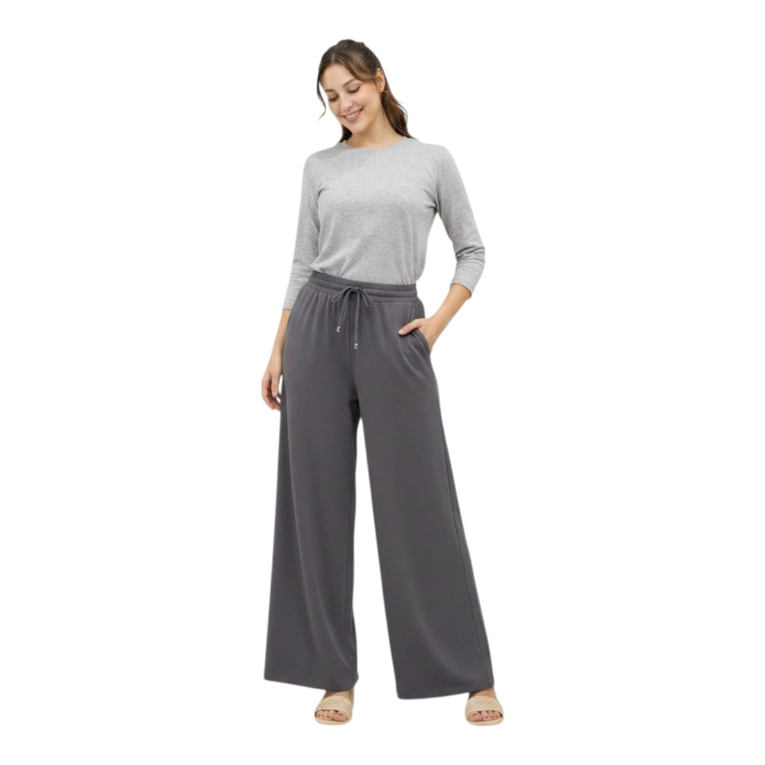 Women's Classic Scuba Pants, Soft Fresca Fabric, Loose Fit, Relaxed Fit, Elastic Waist, Drawstring for School, Outdoor, Travel