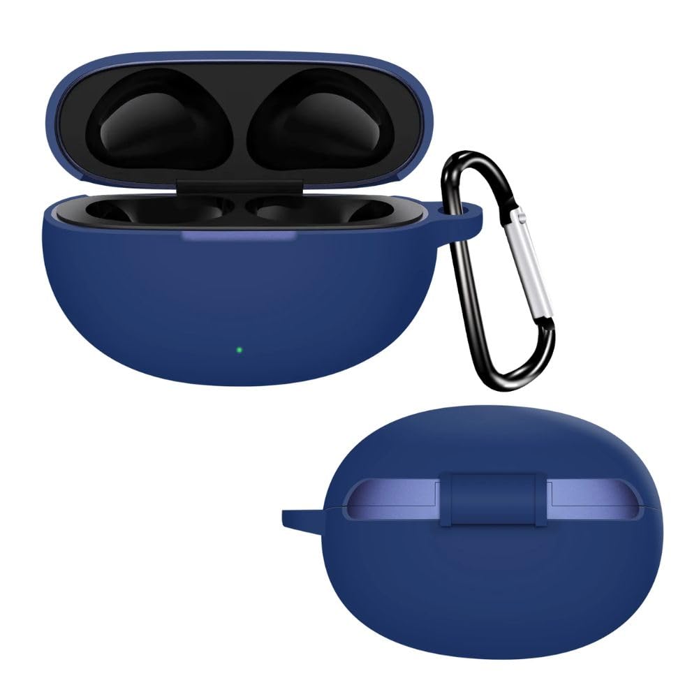Printme Compatible for Case Cover Silicone, Soft Shockproof Protective Cover with Metal Keychain [Earbuds Not Included] (Blue, Realme Buds T110)