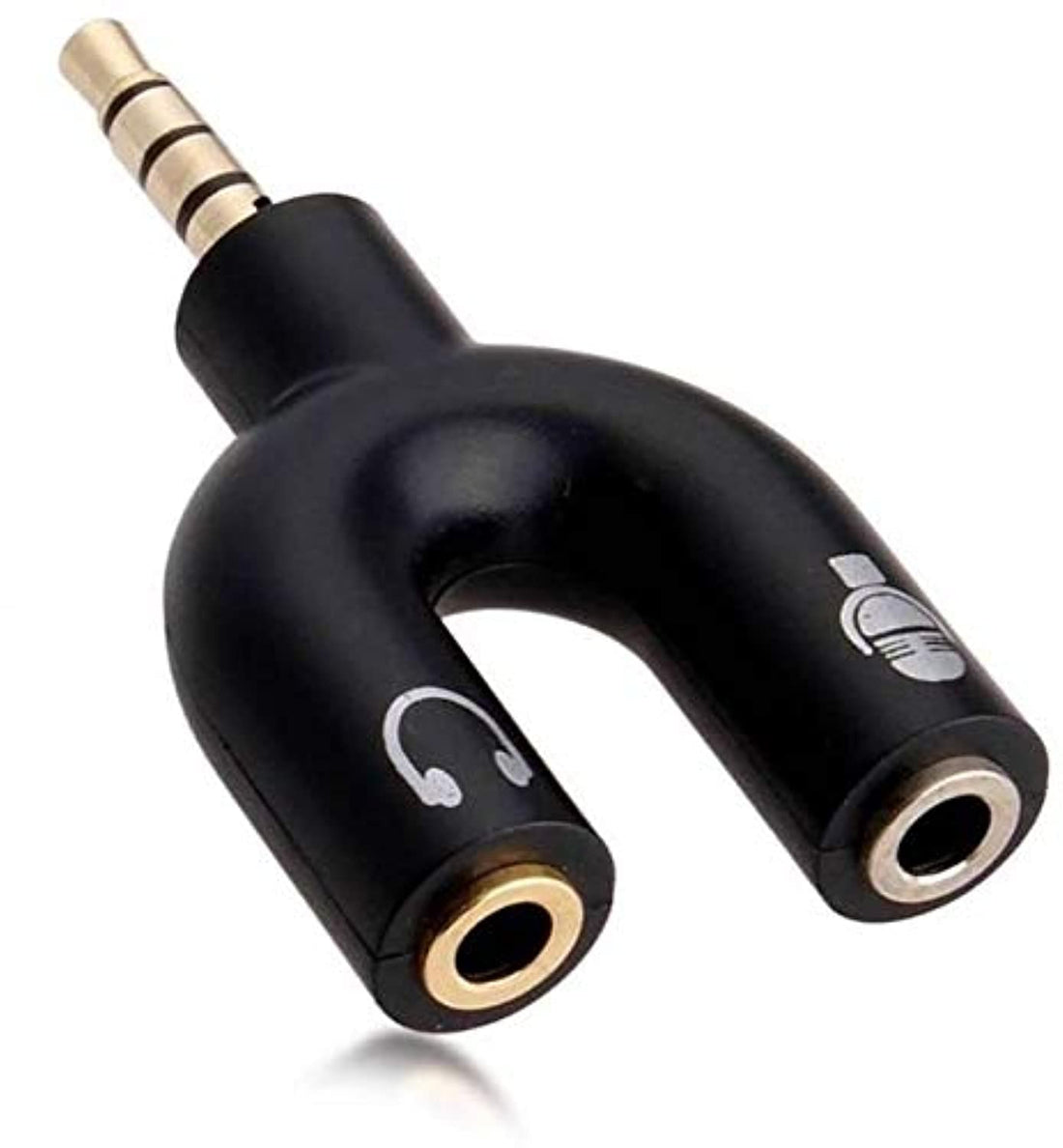 Generic U shape 3.5mm headphone microphone audio y splitter | flat cable adapter converter | phones - computers - mp3 - tablet
